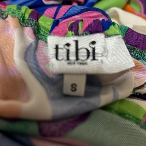 TIBI Silk Blend Off The Shoulder Colorful Dress Size Small Cut Out - Picture 5 of 6